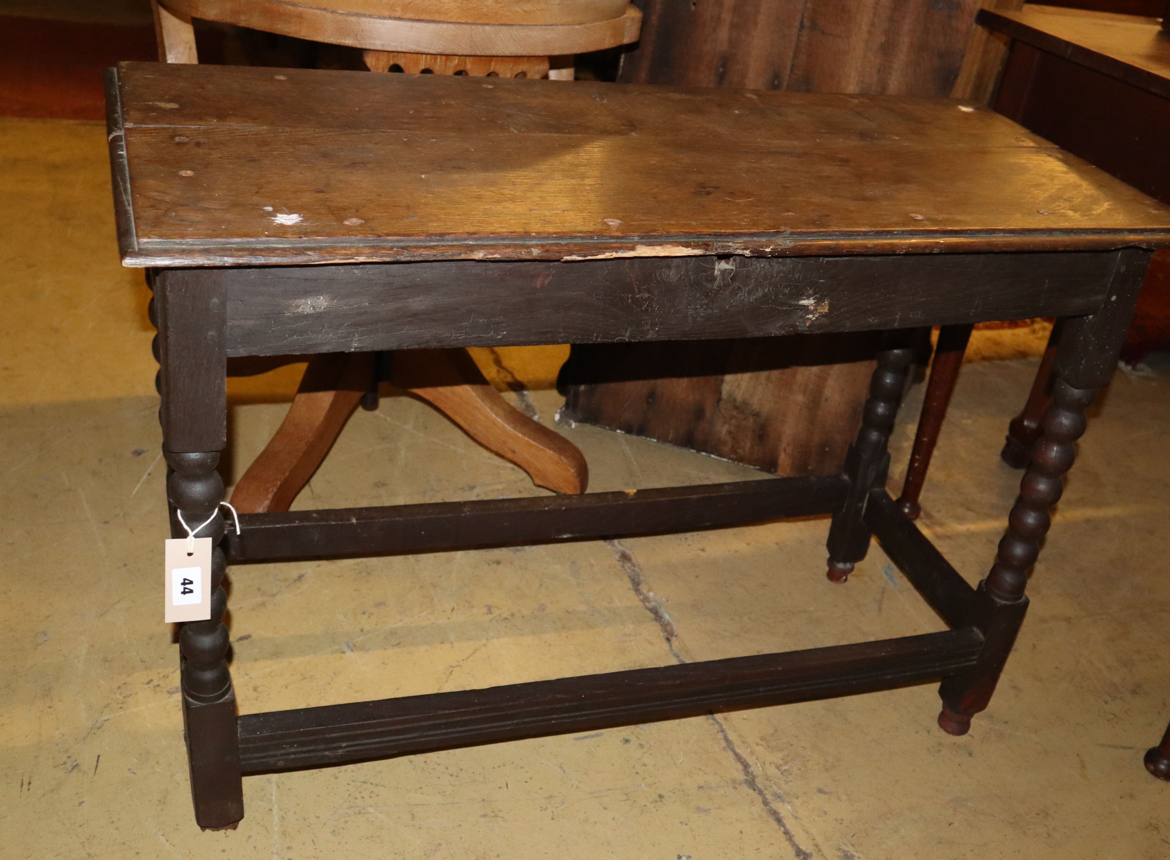 An 18th century and later bobbin leg side table, width 94cm, depth 39cm, height 64cm